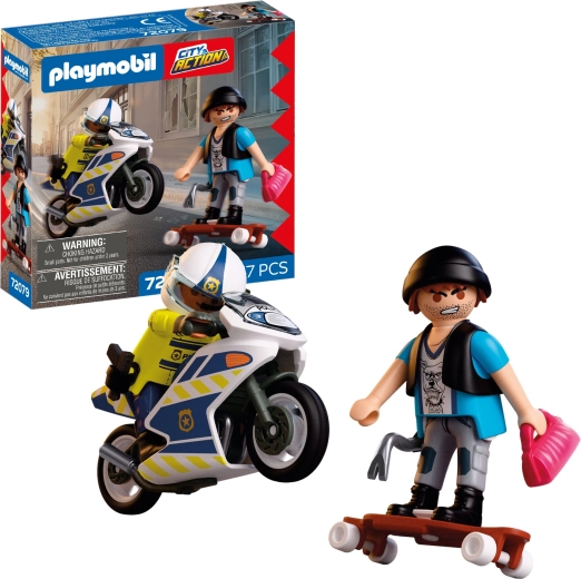 Playmobil City Action politijagt på motorcykel – sæt med figurer og tilbehør