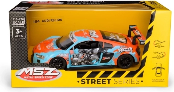MSZ Audi R8 LMS WASA blå bilmodel i målestok 1:24