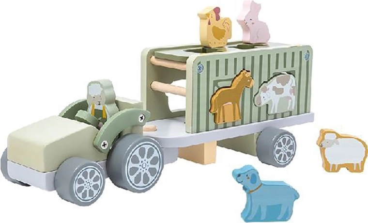 Safari-trælastbil i træ med klodser fra Baby Mix