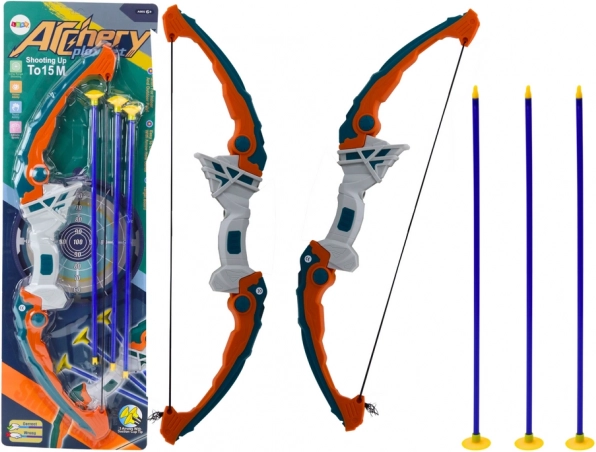 Børnebue med sugekop-pile grøn‑orange, 3 stk.