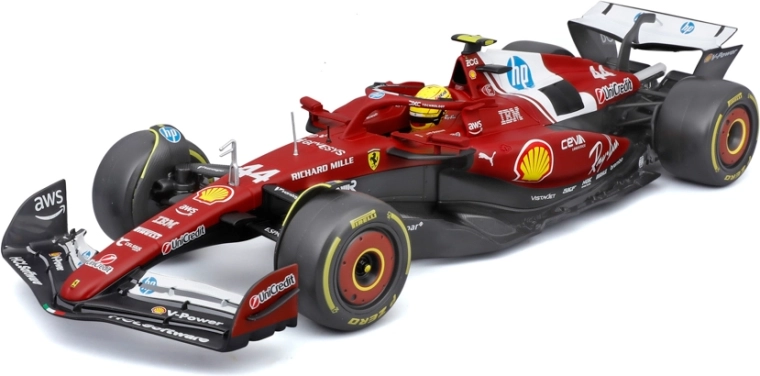 Bburago model Formel 1 Ferrari SF-25 2025 Lewis Hamilton #44 1:18 med hjelm