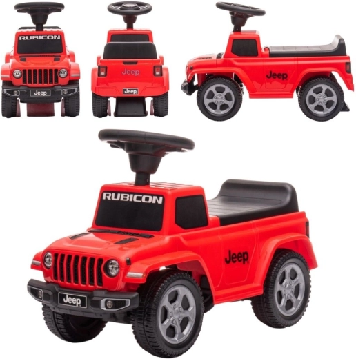 Licenseret Jeep Rubicon gåbil til børn med lyd, rød