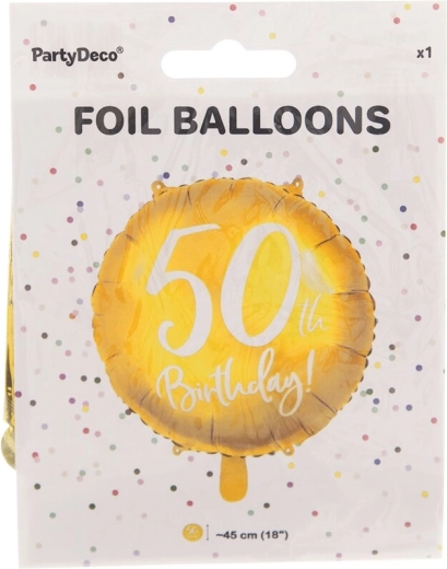 Folieballon tal 50 guld 45 cm