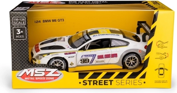 MSZ BMW M6 GT3 racerbilmodel 1:24 hvid
