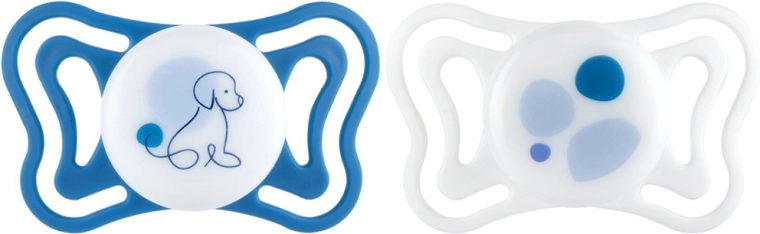 Chicco Physioforma lette silikone-ortodontiske sutter blå 6–16 m, 2 stk