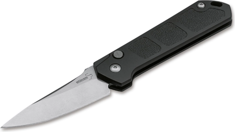 Böker Plus Kihon auto kniv stonewash 8 cm