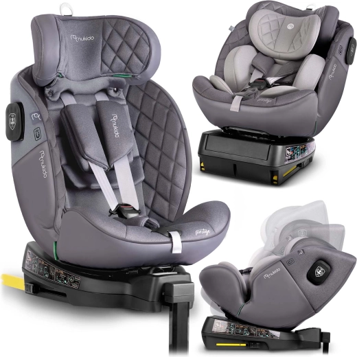 Børneautostol Nukido Prestige Line grå 40–150 cm i-Size med ISOFIX og drejelig base