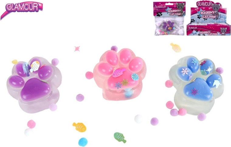 Glamour kattepote antistress-legetøj med slim og glimmer
