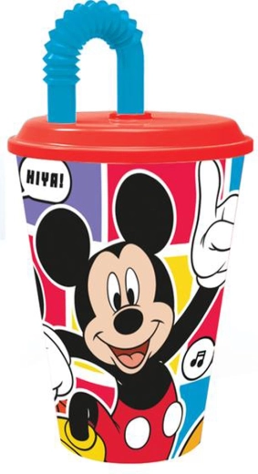 Kop med sugerør MICKEY 430 ml, plast