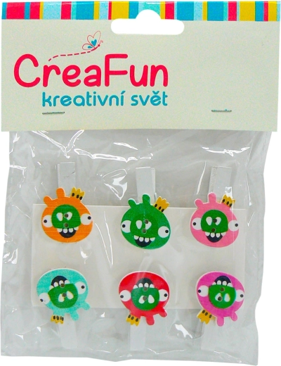 Farvede clips formet som små fugle, 6 stk.