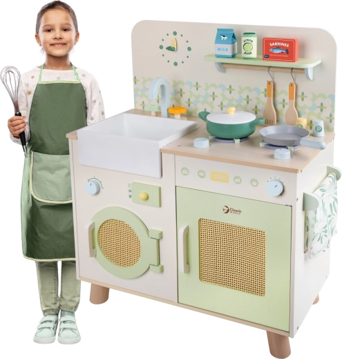 Multifunktionelt XXL-trækøkken i træ med vaskemaskine og tilbehør Classic World