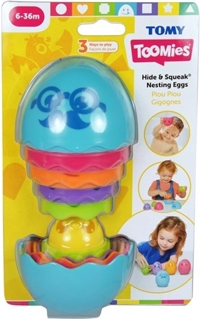 Tomy Toomies gemme- og pibende stableæg (blåt etui)