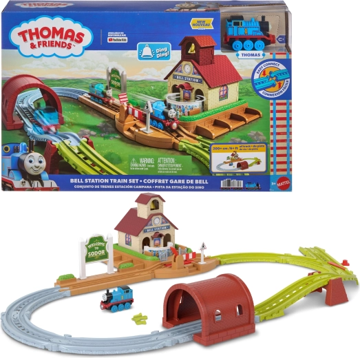 Fisher-Price Thomas & Friends skinnesæt med Dzwonkowo station og Thomas-lokomotiv