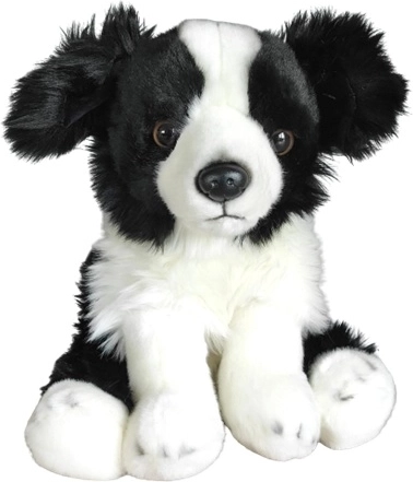 Dekorativ figur af en siddende border collie, 28 cm
