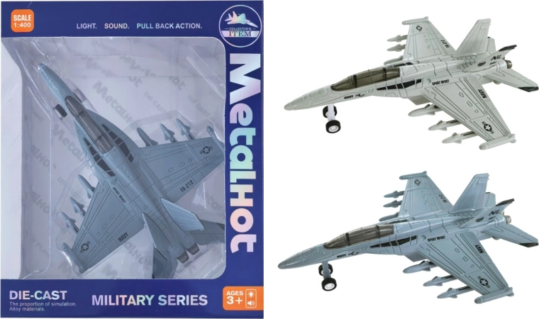Metalmodel af jagerflyet F/A-18 Hornet 1:400 med lyd og lys