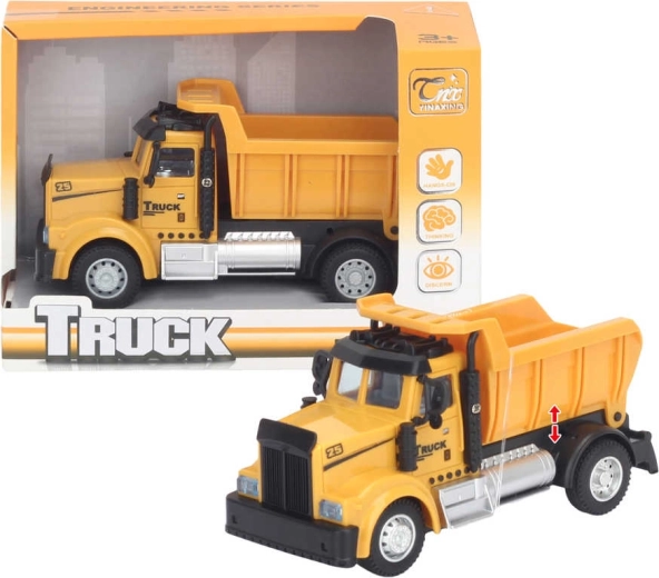 Børne lastbil (dumptruck) 14 cm på batterier med lys og lyd - 1 stk.