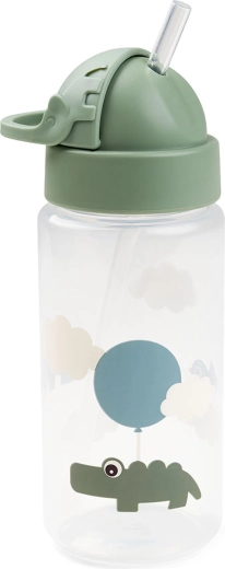 Done by Deer flaske med sugerør Happy clouds grøn 350 ml