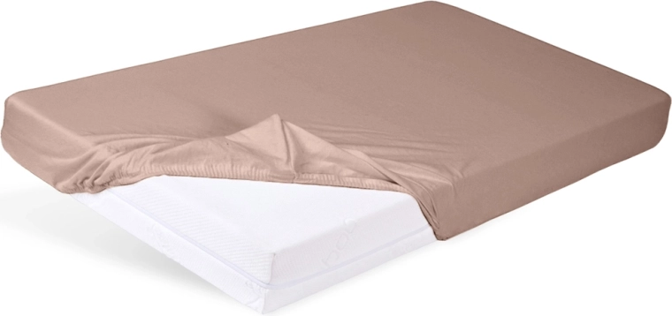 Babymatex faconsyet jersey-lagen til tremmeseng 60 × 120 cm lysebrunt