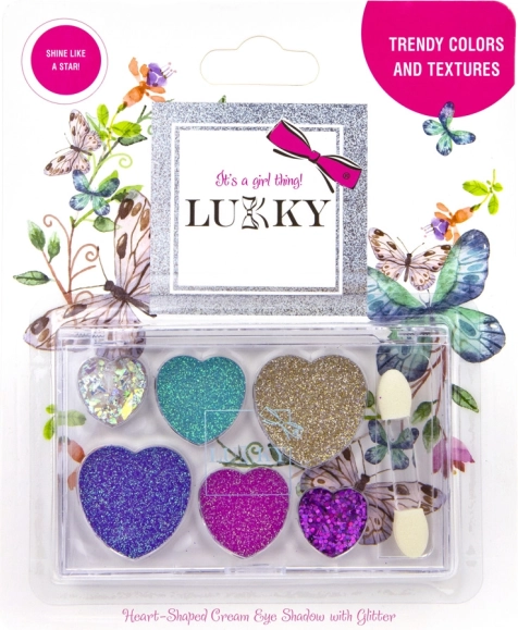 Cremet øjenskygger med glimmer og pensel til børn