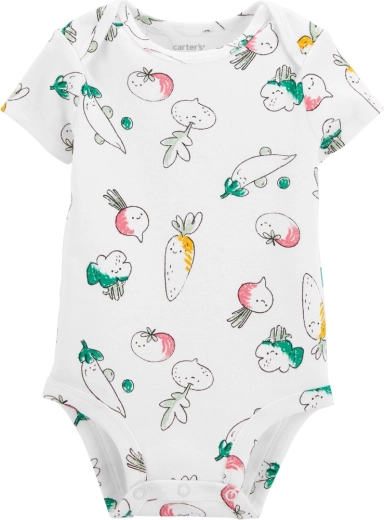 Carter’s babybody med korte ærmer Ivory Vegetables, pige, str. 56