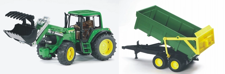 Bruder traktor John Deere 6920 med skovl og vogn