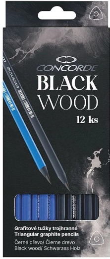 Grafitblyanter CONCORDE Black Wood HB, trekantede, 12 stk