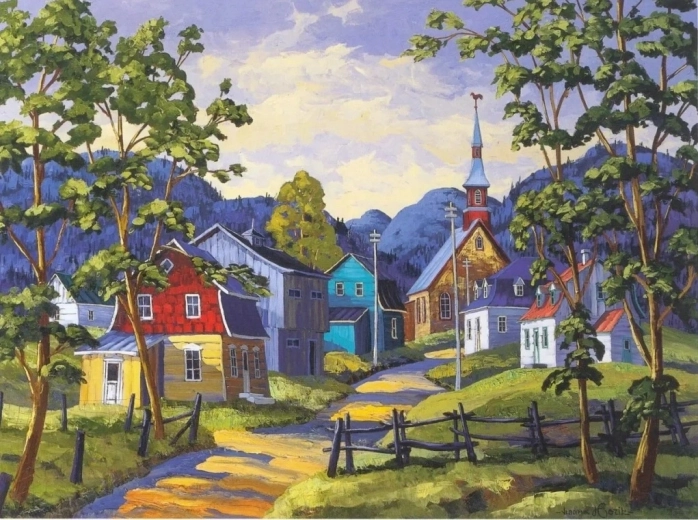 Norimpex diamantmaling Farverig by i bjergene 30 × 40 cm