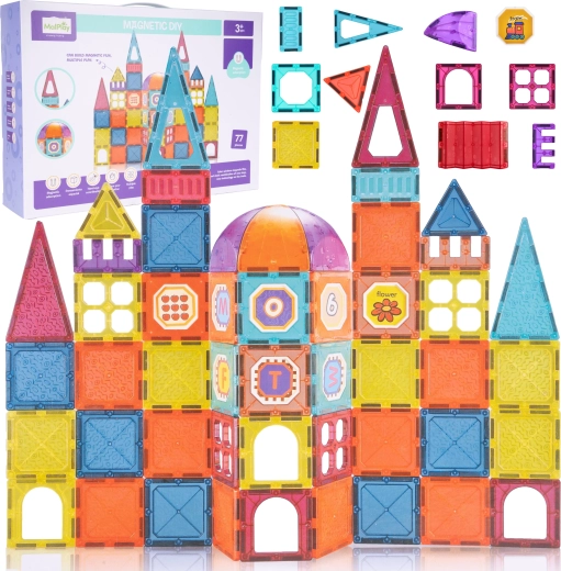 Magnetisk 3D byggesæt – 77 dele