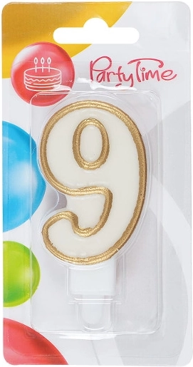 Guldfarvet fødselsdagslys tal 9