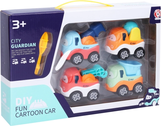 Skrue-samlende byggemaskiner, sæt 4 stk., 7 cm