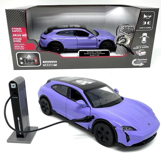 Metalmodel af Porsche Taycan Turbo S Cross Turismo 1:36 med lys og lyd