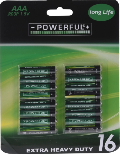 Zink-kulstofbatterier AAA Extra Heavy Duty, 16 stk.