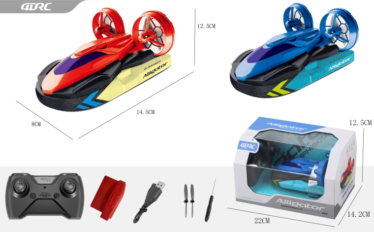 RC-hovercraft 2-i-1 med fjernstyring 14,2 cm - blå