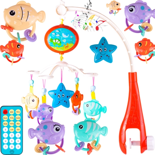 Karrusel til tremmeseng med fjernbetjening Vandkongeriget