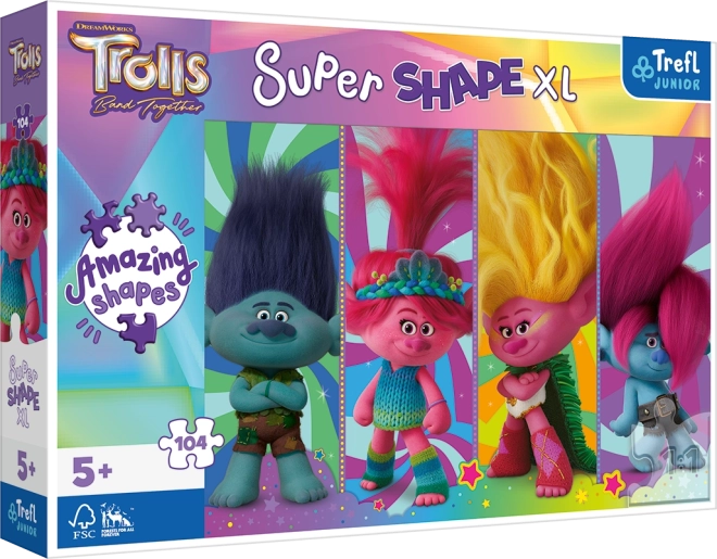 Trefl puslespil Super Shape XL Trolls: trollenes leg 104 brikker