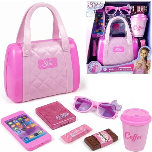 Sæt med moderigtige accessories til piger med håndtaske - 1 stk.