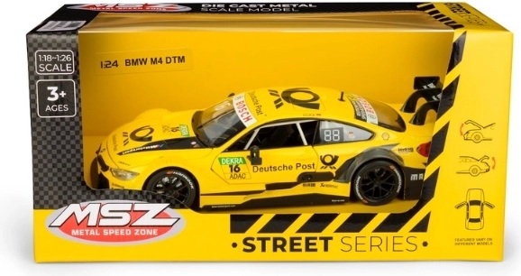 Modelbil MSZ BMW M4 DTM gul i skala 1:24