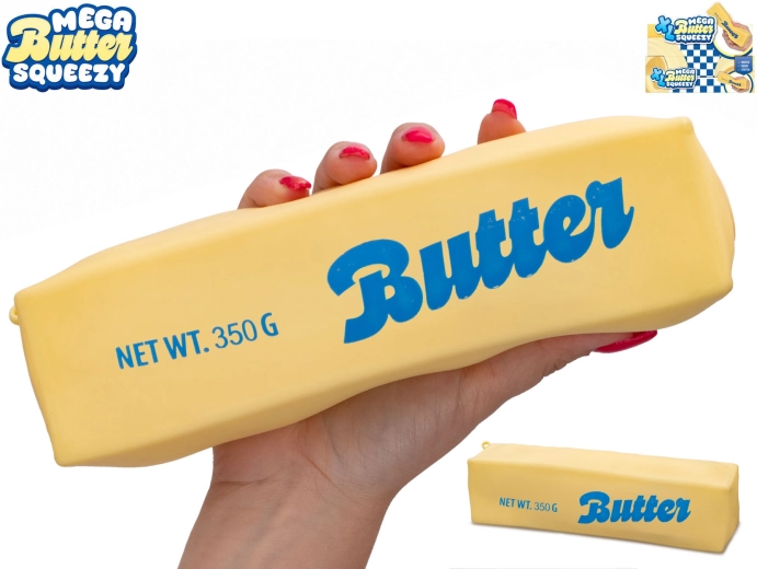 Mega squeeze strækbar smørterning XL antistress-klemmelegetøj - 1 stk.