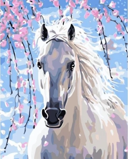 Diamantbroderi (diamond painting) hvid kamille 30 × 40 cm - 1 stk.