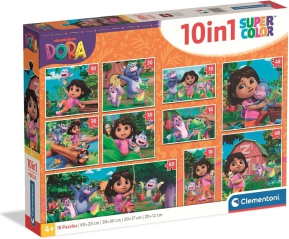 Clementoni SuperColor puslespil 10 i 1 Dora the Explorer