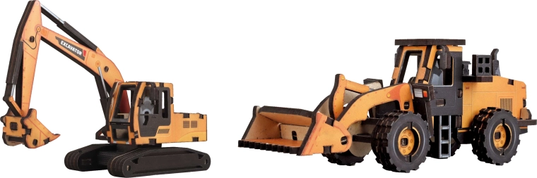 Byggesæt i træ med entreprenørmaskine - 1 stk.