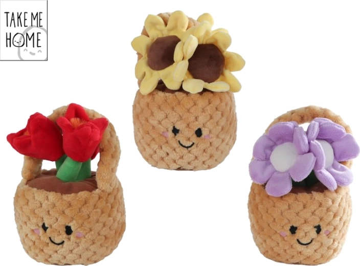 Plysbasket med blomster 18 cm