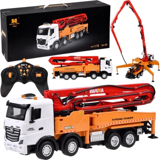 RC-lastbil med betonpumpe Huina 1381 1:18 med lys og lyde