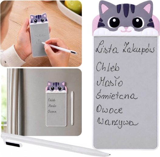 Magnetisk notesblok til køleskab kat med stylus - 1 stk.