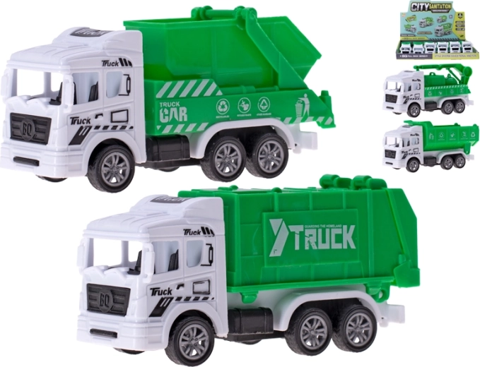 Sæt med skraldebiler med friløb 12 cm