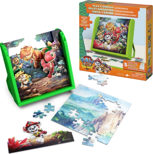 3D-puslespil Paw Patrol og dinosaurer med sokkel