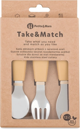 Petite&Mars sæt med børnebestik Take&Match Intense Ochre 12m+