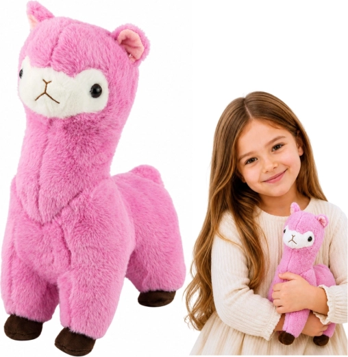 Plys-alpaka (lama) rosa 28 cm - 1 stk.