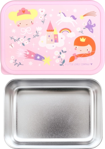A Little Lovely Company snackboks i rustfrit stål med låg – prinsesser
