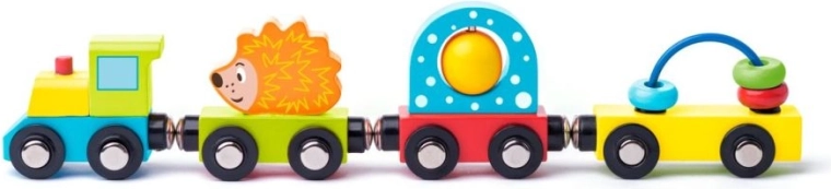 Trætog med pindsvin og legetøj Woody